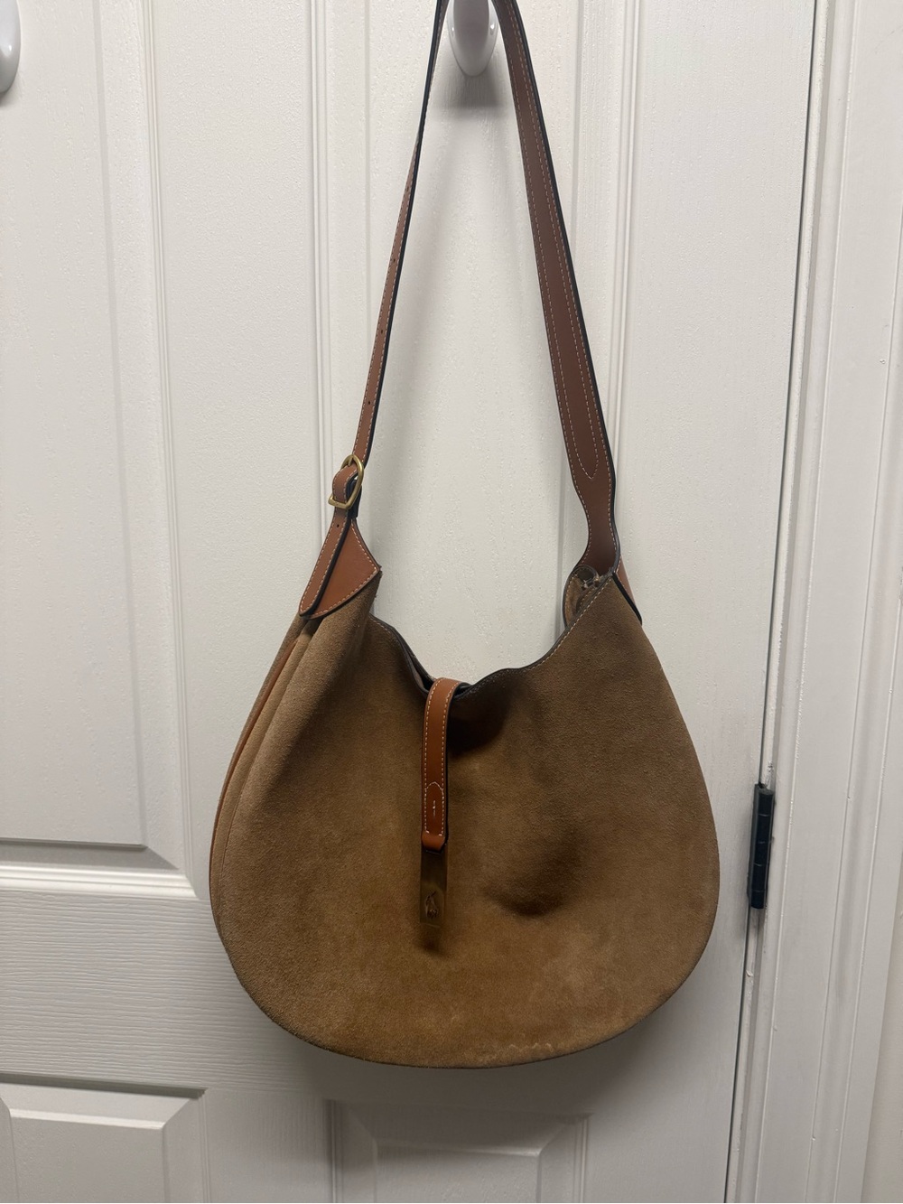 Polo ID Medium Suede shoulder Bag - Picture 6 of 10